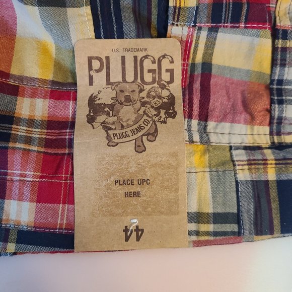 COPY - PLUGG JEAN CO Mens 100% Cotton Cargo Shorts #476116 Size 44 Red Plaid - Picture 3 of 11